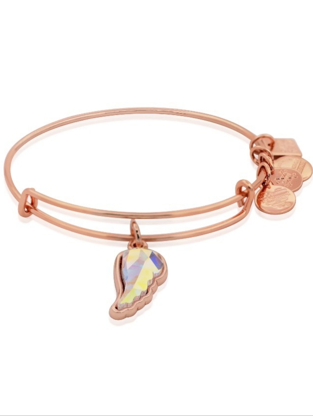 Alex And Ani Crystal Wing Bangle Bracelet In Shiny Rose Gold